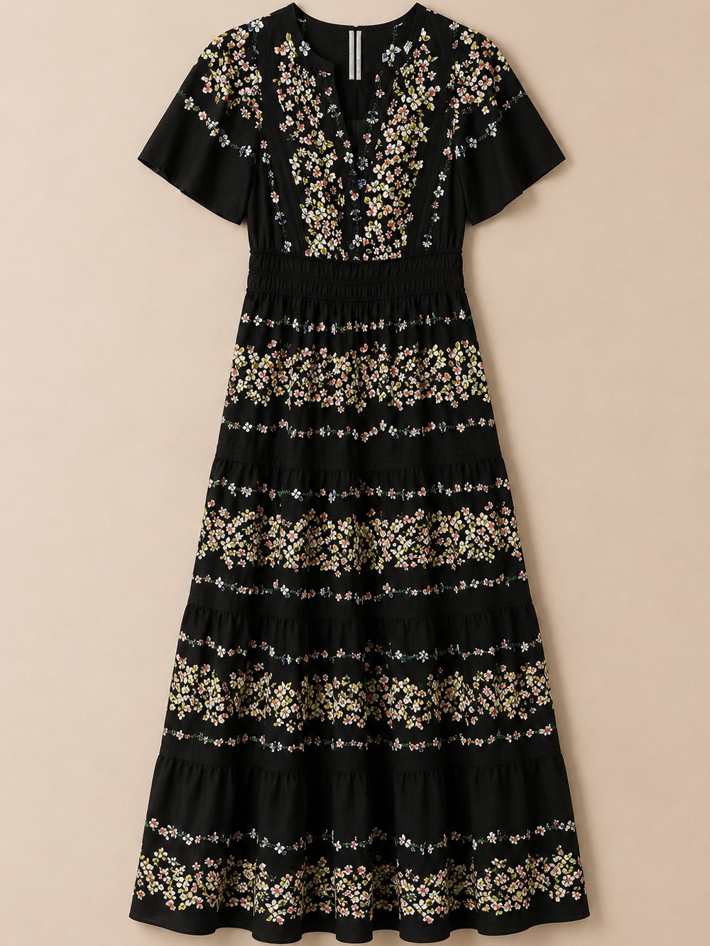 Anthropologie Somerset Black Floral Maxi Dress Size S
